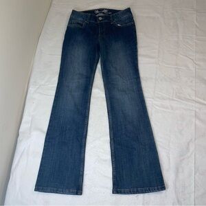 Wrangler Dark Wash Embroidered Pockets 5x32 Low Rise Bootcut Jeans Y2K